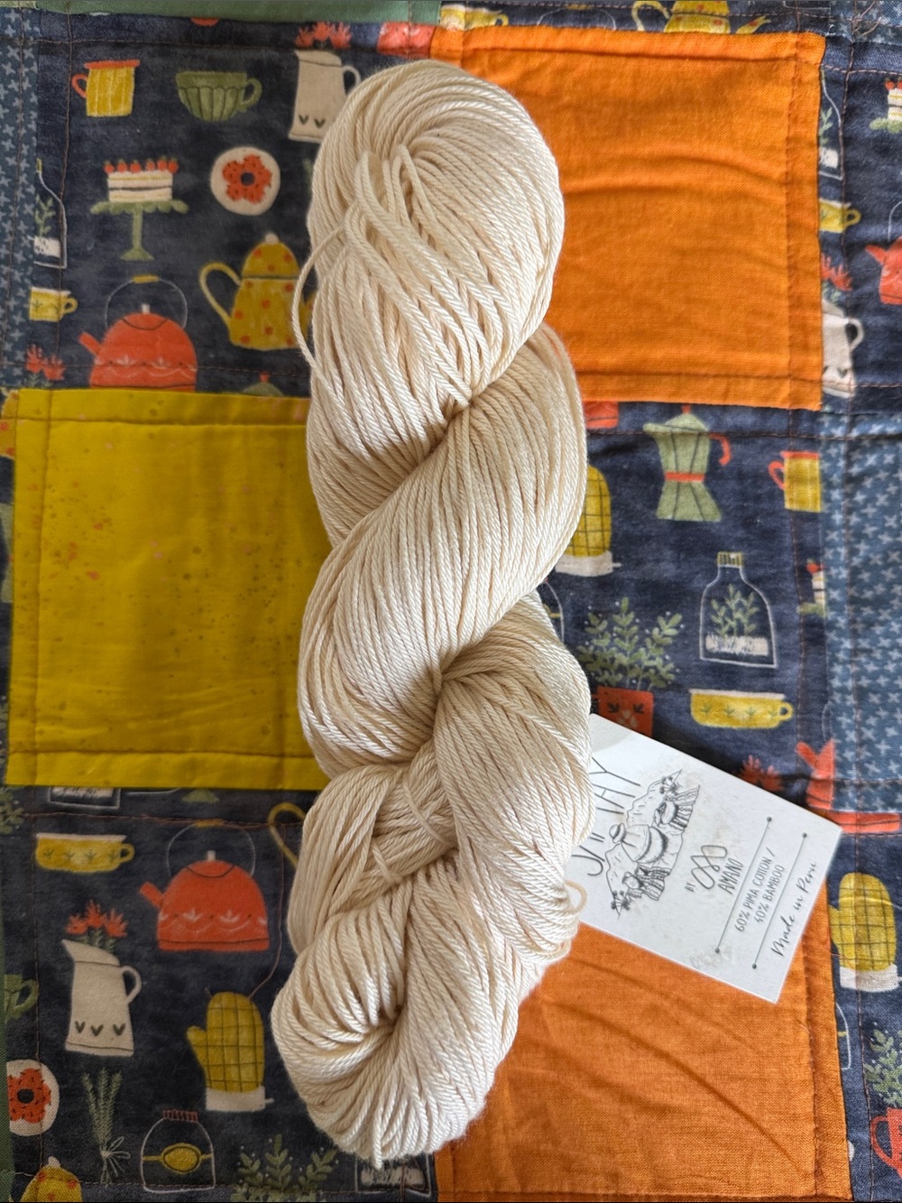 Neutral Cream Cotton Yarn Skein by